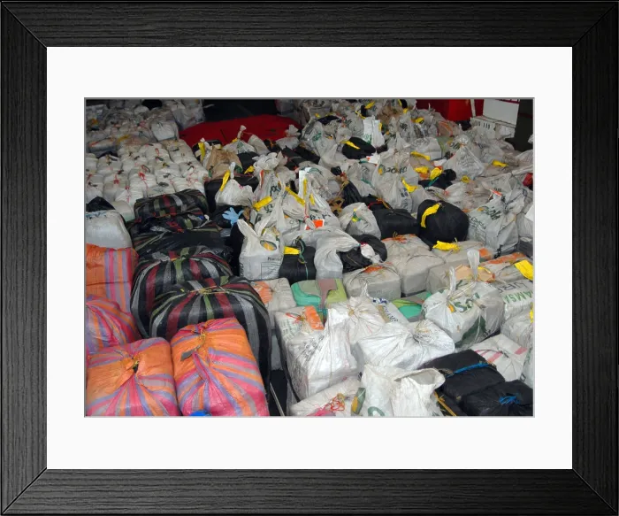 Framed Print : 13 metric tons of drugs worth more than 220 million were seized by the U.S Framed Print : 13 metric tons of drugs worth more than 220 million were seized by the U.S
