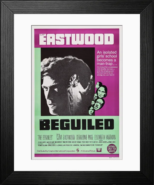 Framed Print : THE BEGUILED, Australian poster art, from left: Clint Eastwood, Jo Ann Harris, 1971