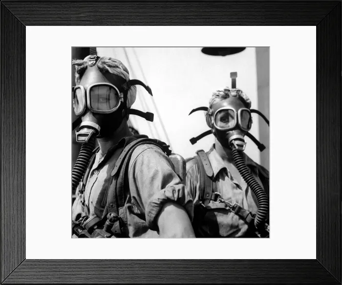 Framed Print : Women war workers wear oxygen masks while cleaning at U.S. Steel Works in Gary, Indiana. Ca. 1942-45, during World War 2. (BSLOC_2013_14_148)