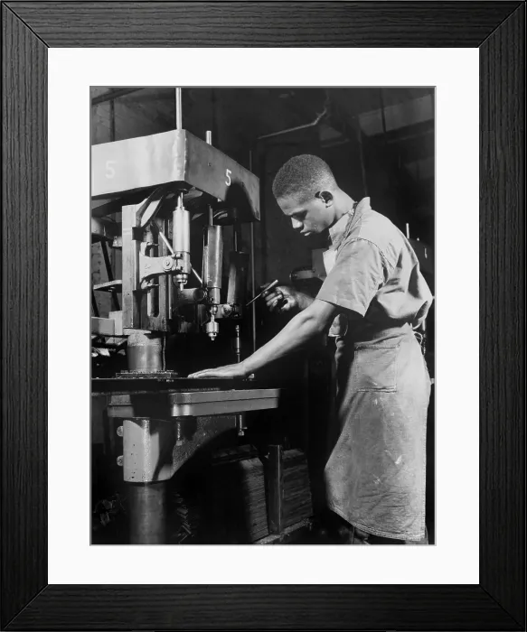 Framed Print : African American machine operator working during World War 2 Framed Print : African American machine operator working during World War 2
