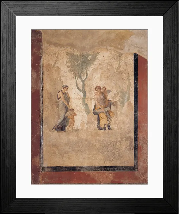 Framed Print : Unknown artist, Love Punished (Loves of Mars and Venus), 1st Century, mural (fresco), Italy, Campania, Naples