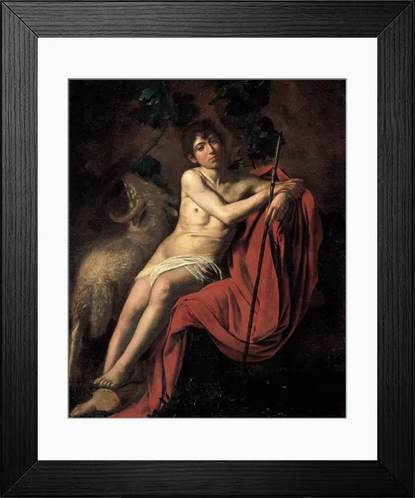 Framed Print : Merisi Michelangelo known as Caravaggio, St John the Baptist, 1609 - 1610, 16th Century, oil on canvas, Italy, Lazio, Rome