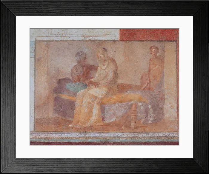 Framed Print : Unknown artist, Small picture depicting an erotic scene, 25, 1st Century, mural, Italy, Lazio, Rome