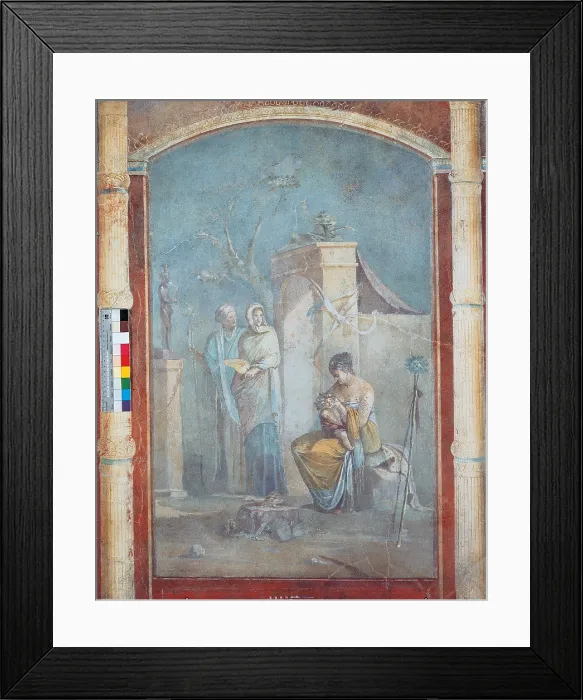 Framed Print : Unknown artist, The child Dionysus, Leukothea and the Nymphs of Nysa, 1st Century, mural, Italy, Lazio, Rome