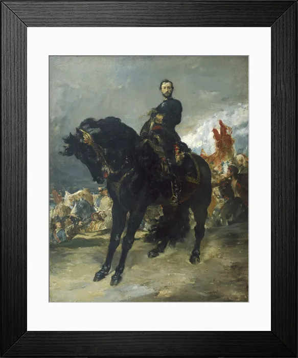 Framed Print : PRIM I PRATS, Joan (1814-1870). Spanish general and politician, Prime Minister (1869-1970). Equestrian Portrait of General Prim. Juan Prim, 8th October 1868. 1869