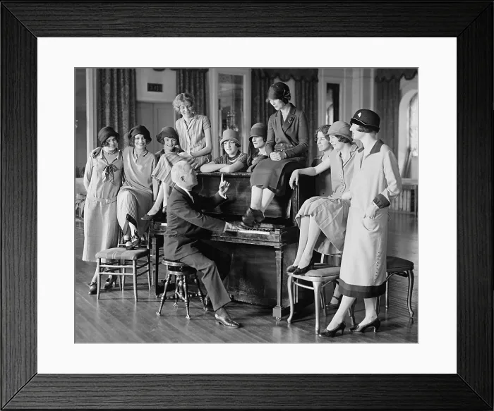 Framed Print : Washington Debs rehearsing for comedy with a man at a piano, March 25, 1923. Washington, D.C. vicinity (BSLOC_2015_17_210)
