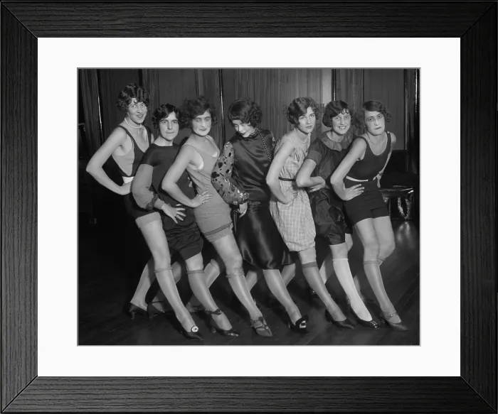 Framed Print : Uncle Sam's Follies, Dec. 24, 1925. Young women with rolled stocking in dance rehearsal. Washington, D.C. vicinity (BSLOC_2015_17_212) Framed Print : Uncle Sam's Follies, Dec. 24, 1925. Young women with rolled stocking in dance rehearsal. Washington, D.C. vicinity (BSLOC_2015_17_212)