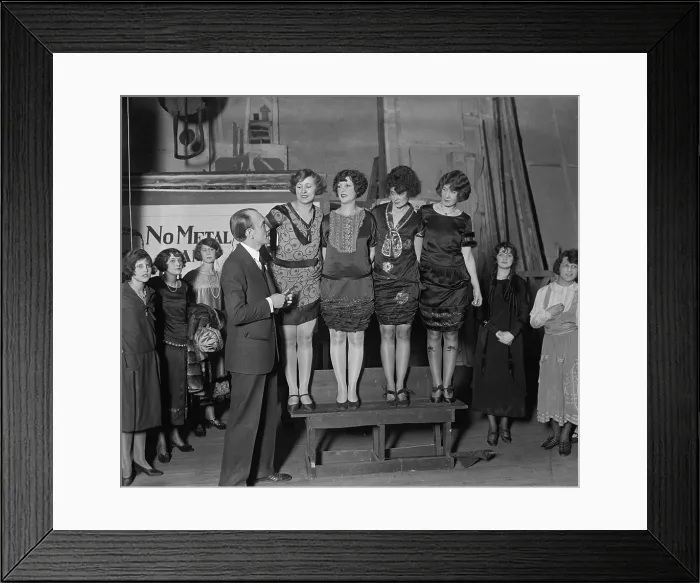 Framed Print : Theater Producer Earl Carroll reviewing beauties for Vanities production. Jan. 23, 1925. Washington, D.C. vicinity (BSLOC_2015_17_213)