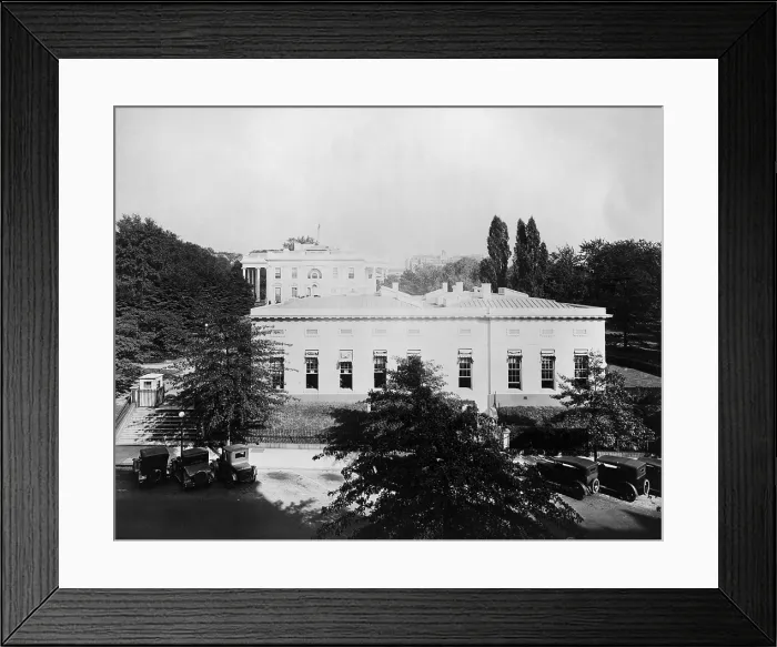 Framed Print : West Wing of the White House was built as a temporary office building in the first year of the Theodore Roosevelt presidency