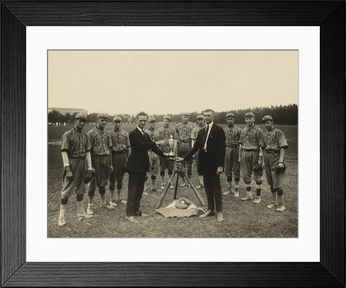 Framed Print : People's Drug Store baseball team standing pose with their trophy, 1921. The Washington, D.C Framed Print : People's Drug Store baseball team standing pose with their trophy, 1921. The Washington, D.C