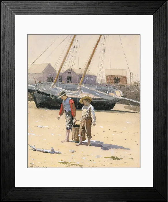 Framed Print : A BASKET OF CLAMS, by Winslow Homer, 1873, American watercolor painting