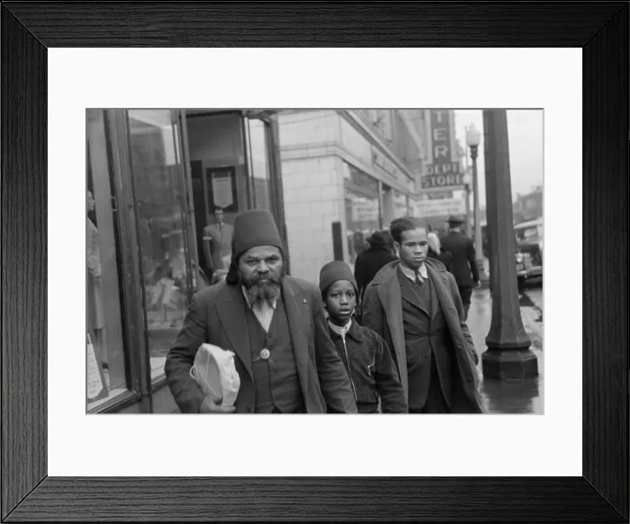 Framed Print : Members of the Moors, an African American religious group of Chicago, Illinois, 1941. The Moorish Science Temple of America was founded in 1913 by Timothy Drew, a.k.a Framed Print : Members of the Moors, an African American religious group of Chicago, Illinois, 1941. The Moorish Science Temple of America was founded in 1913 by Timothy Drew, a.k.a
