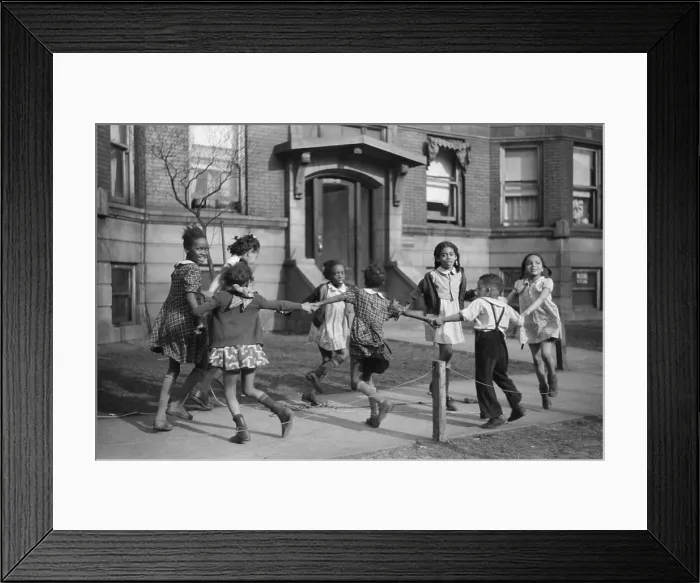 Framed Print : African American children playing on the sidewalk in Chicago, April 1941. (BSLOC_2013_8_137)