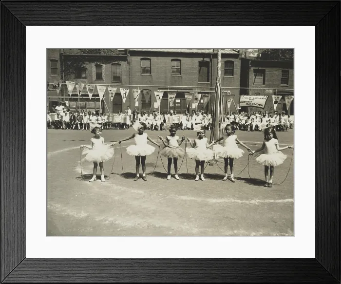 Framed Print : Six little girls wearing tutus during Child Health Day at the Sumner-Magruder elementary school in Washington, D.C. 1936. (BSLOC_2013_8_138) Framed Print : Six little girls wearing tutus during Child Health Day at the Sumner-Magruder elementary school in Washington, D.C. 1936. (BSLOC_2013_8_138)