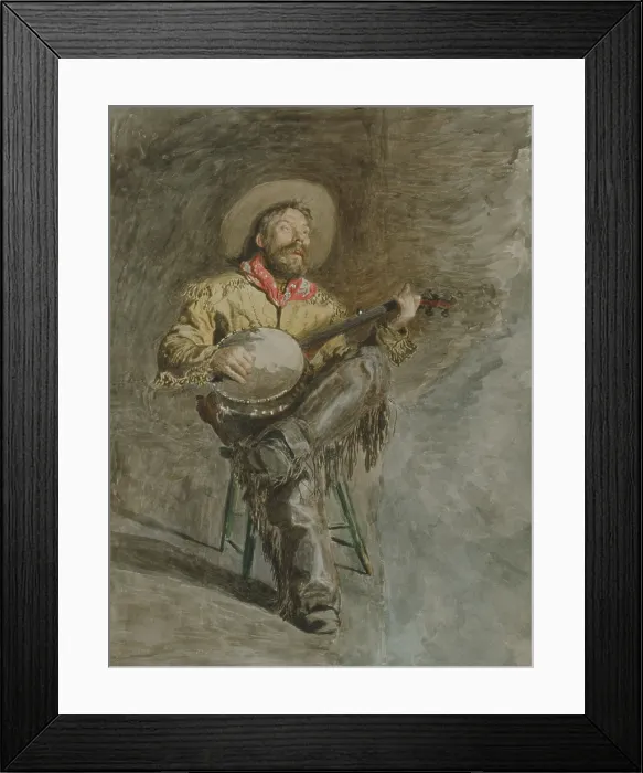 Framed Print : COWBOY SINGING, by Thomas Eakins, 1892, American watercolor painting
