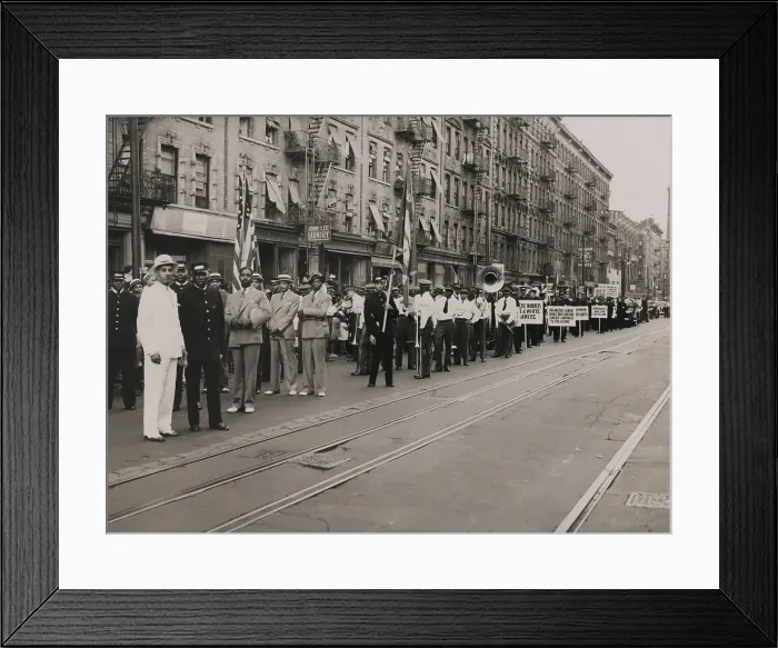 Framed Print : Parade celebrating the 11th anniversary of the Brotherhood of Sleeping Car Porters union, in New York City, 1936. (BSLOC_2013_8_140)