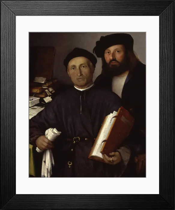 Framed Print : Giovanni Agostino and Niccol della Torre, by Lorenzo Lotto, 1515, 16th Century, oil on canvas, 85 x 68, 2 cm - Great Britain, London, National Gllery. Whole artwork view Framed Print : Giovanni Agostino and Niccol della Torre, by Lorenzo Lotto, 1515, 16th Century, oil on canvas, 85 x 68, 2 cm - Great Britain, London, National Gllery. Whole artwork view