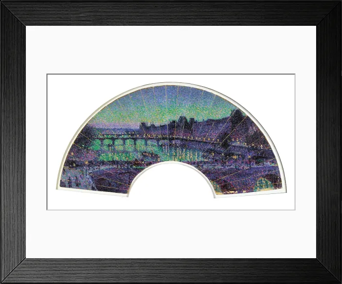 Framed Print : The Pont Neuf, by Unknown Artist, 19th Century, oil on canvas, - France, Ile de France, Paris, Muse dOrsay, RF 36470. All. Pont Neuf view at night river blue green rivers lights