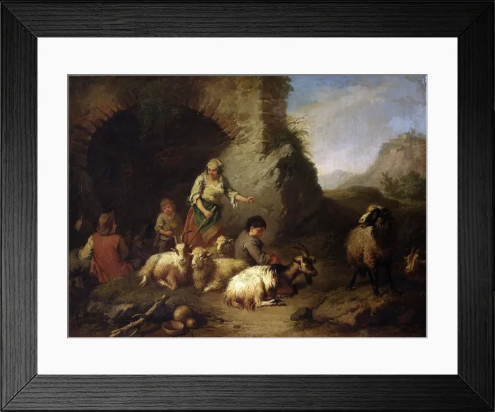Framed Print : Pastoral Scene, by Francesco Londonio, 1762, 18th Century, oil on canvas - Italy, Lombardy, Milan, Castello Sforzesco, Civic Collection of Ancient Art. Whole artwork view