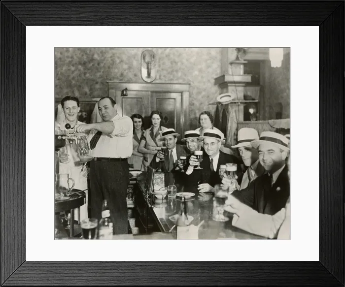 Framed Print : Men enjoying 3.2% beer on the 4th of July in Bangor, Maine, 1933. (BSLOC_2013_8_146) Framed Print : Men enjoying 3.2% beer on the 4th of July in Bangor, Maine, 1933. (BSLOC_2013_8_146)