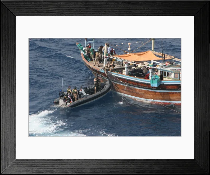 Framed Print : A Royal Navy boarding team looking for narcotics inspects a suspect Dhow in the Persian Gulf. July 10 2008. Photo by:Everett Collection(BSLOC_2011_6_204) Framed Print : A Royal Navy boarding team looking for narcotics inspects a suspect Dhow in the Persian Gulf. July 10 2008. Photo by:Everett Collection(BSLOC_2011_6_204)