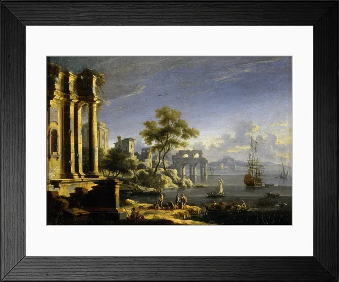 Framed Print : Seascape with Ruins and Dawn Treader, by Unknown Venetian Artist, ca
