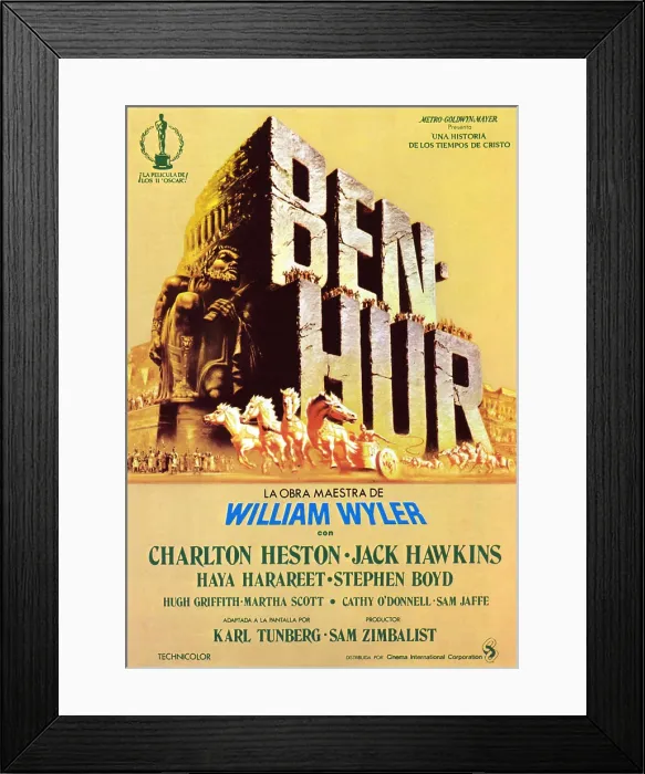 Framed Print : BEN-HUR, Spanish poster art, 1959