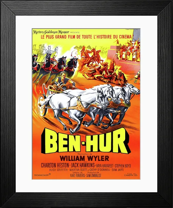 Framed Print : BEN-HUR, Charlton Heston, (French poster art), 1959