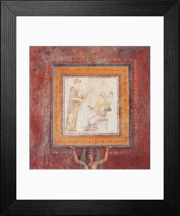 Framed Print : Unknown artist, Small picture with figures of female musicians. 25, 1st Century, mural, Italy, Lazio, Rome