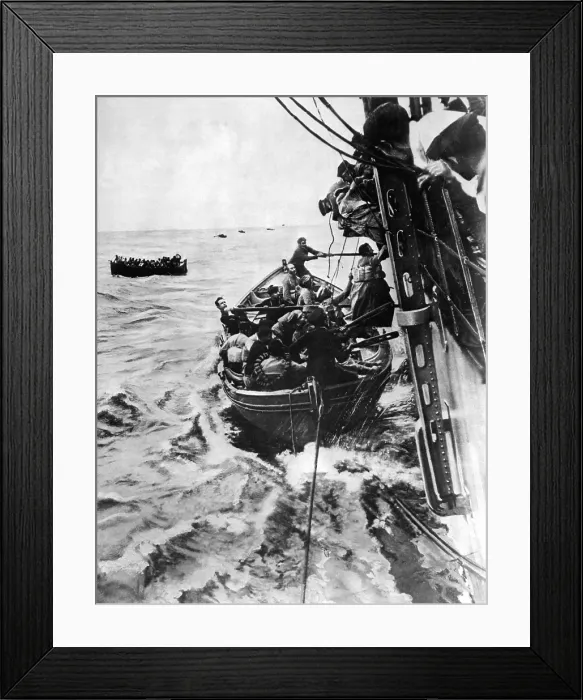 Framed Print : Rescued military passengers from the French Liner Sontay, sunk by a World War I German submarine on April 16, 1918 Framed Print : Rescued military passengers from the French Liner Sontay, sunk by a World War I German submarine on April 16, 1918