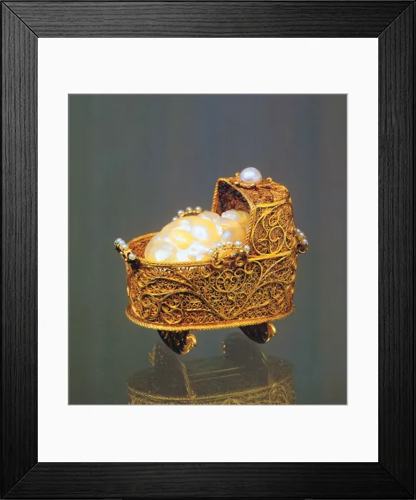 Framed Print : Unknown artist, Crib and Child, 1695, 17th Century, gold, mother, of, pearl, Italy, Tuscany, Florence Framed Print : Unknown artist, Crib and Child, 1695, 17th Century, gold, mother, of, pearl, Italy, Tuscany, Florence