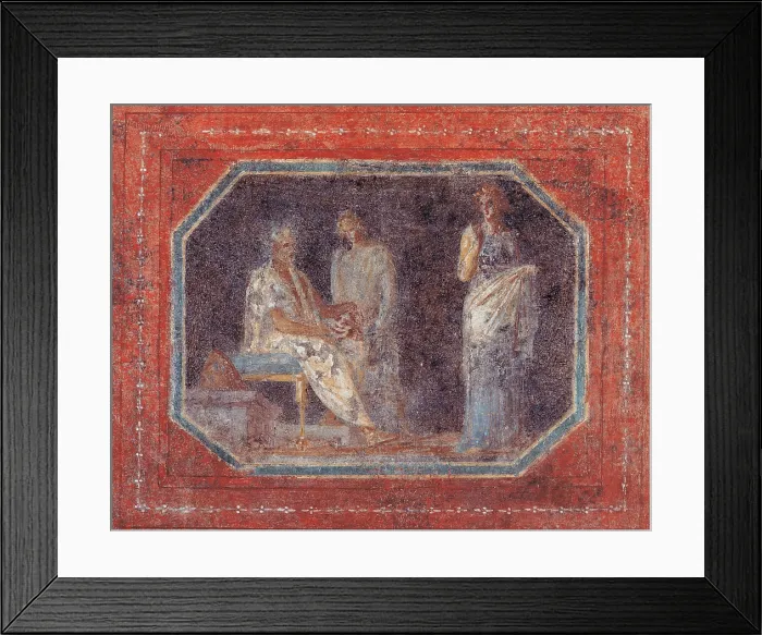 Framed Print : Unknown artist, Small picture with theatrical scene, 25, 1st Century, mural, Italy, Lazio, Rome Framed Print : Unknown artist, Small picture with theatrical scene, 25, 1st Century, mural, Italy, Lazio, Rome