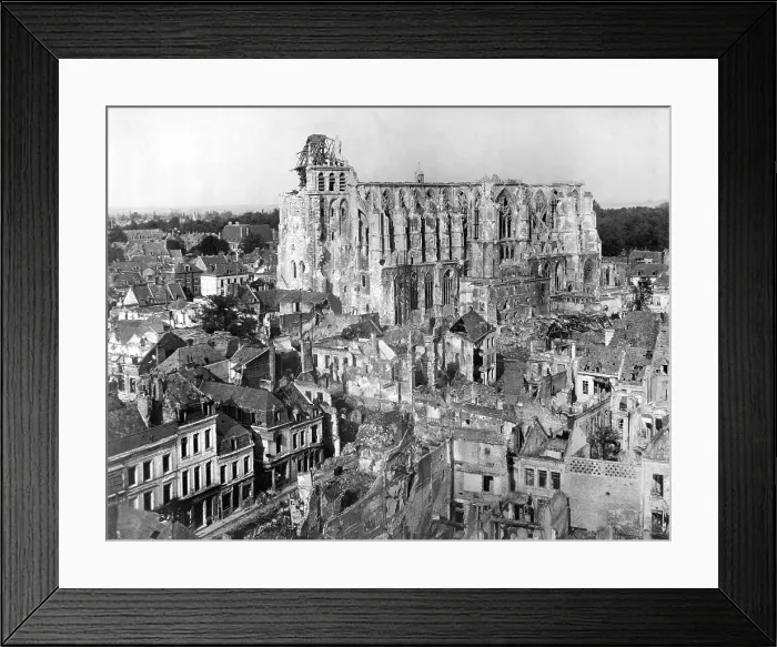 Framed Print : View of ruins of St. Quentin, France, October 14, 1918. St. Quentin was in the World War I fighting zone for 4 years