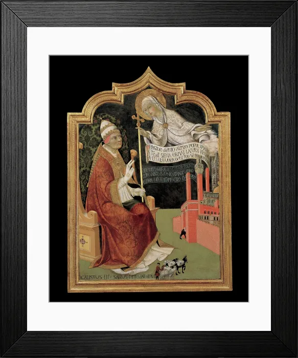 Framed Print : Sano di Pietro, The Virgin Mary Appears to Pope Callixtus III, 15th Century, panel, Italy, Tuscany, Siena