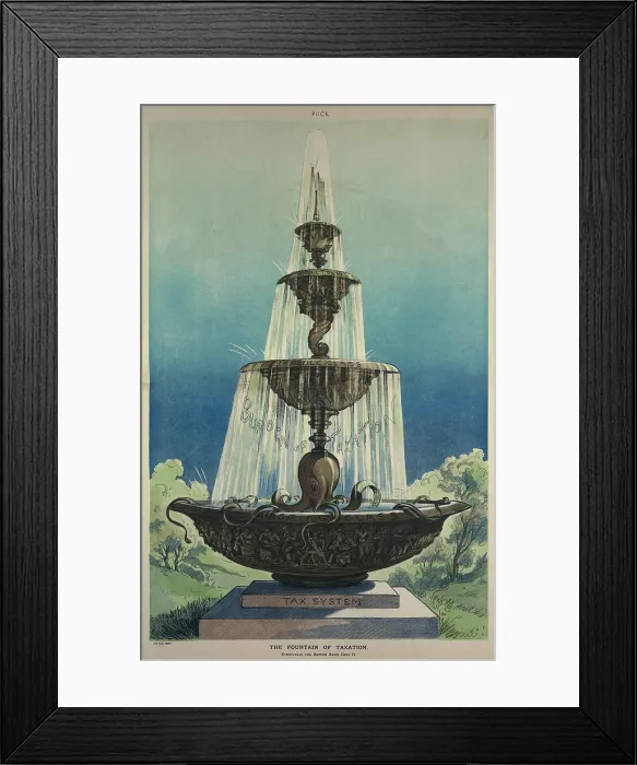 Framed Print : THE FOUNTAIN OF TAXATION a June 23 1909 cartoon advocating US Federal tax reform Framed Print : THE FOUNTAIN OF TAXATION a June 23 1909 cartoon advocating US Federal tax reform