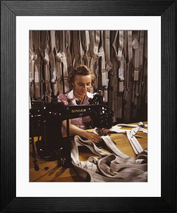 Framed Print : Woman war worker stitching harnesses at the Pioneer Parachute Company Mills. During World War 2, in Manchester, Conn. July 1942. (BSLOC_2013_14_199) Framed Print : Woman war worker stitching harnesses at the Pioneer Parachute Company Mills. During World War 2, in Manchester, Conn. July 1942. (BSLOC_2013_14_199)