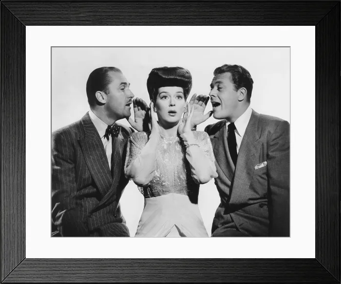 Framed Print : WHAT A WOMAN!, from left: Brian Aherne, Rosalind Russell, Willard Parker, 1943 Framed Print : WHAT A WOMAN!, from left: Brian Aherne, Rosalind Russell, Willard Parker, 1943