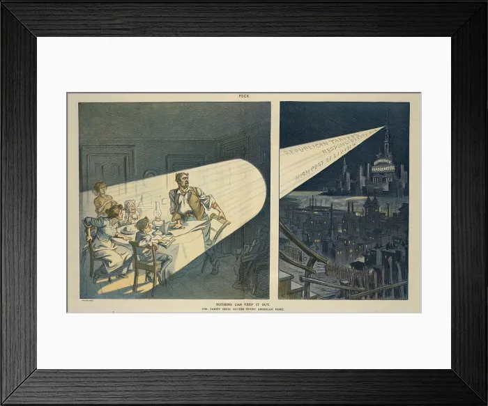 Framed Print : A Pro-Democratic 1912 Election year cartoon. It advocated tax reform through Tariff reduction claiming Republican Tariffs Responsible for the High Cost of Living