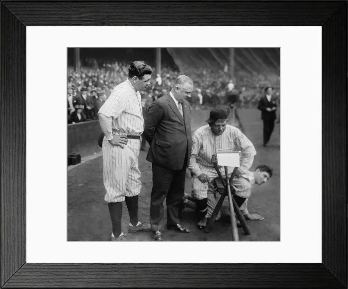 Framed Print : Washington Senators Pitcher Nick Altrock at they typewriter while sitting on teammate Al Schact. Looking on are Babe Ruth, and John McGraw during a post-season charity game. Oct Framed Print : Washington Senators Pitcher Nick Altrock at they typewriter while sitting on teammate Al Schact. Looking on are Babe Ruth, and John McGraw during a post-season charity game. Oct