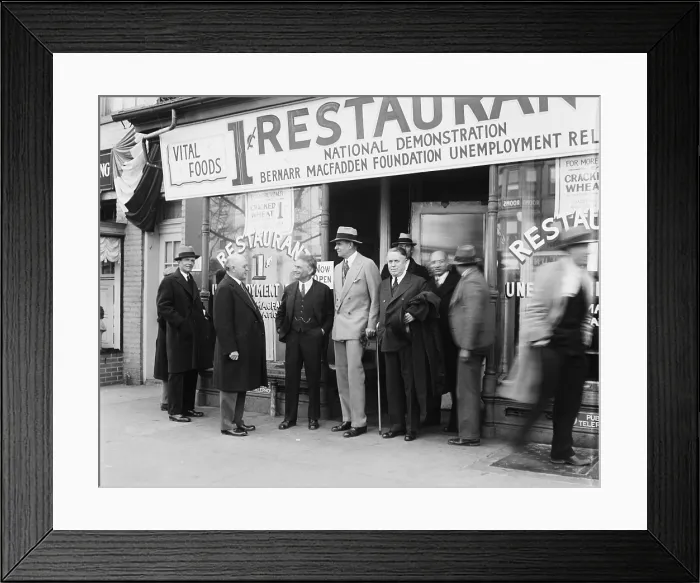 Framed Print : 1 CENT RESTAURANT of the Bernarr MacFadden Foundation for Unemployment Relief. 1932-33 in Washington, D.C. during the Great Depression