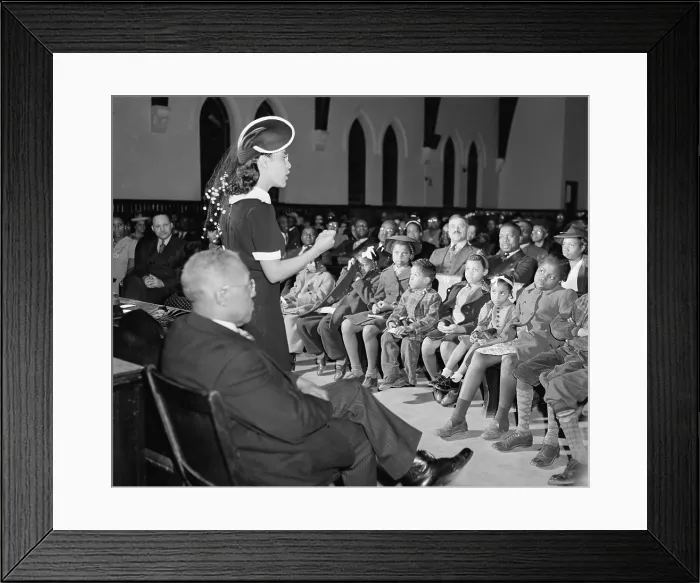 Framed Print : Jewal Mazique, speaking in a church on African Americans role in the World War 2 effort. Washington, D.C. Winter 1942. (BSLOC_2013_14_187) Framed Print : Jewal Mazique, speaking in a church on African Americans role in the World War 2 effort. Washington, D.C. Winter 1942. (BSLOC_2013_14_187)
