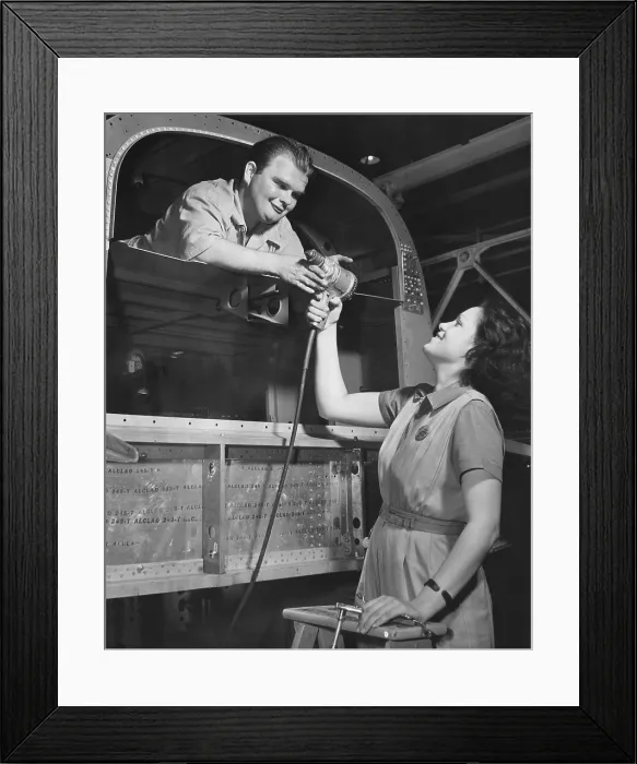 Framed Print : Joe Cobb, former fat boy in the original Our Gang comedies, building B-25 bombers