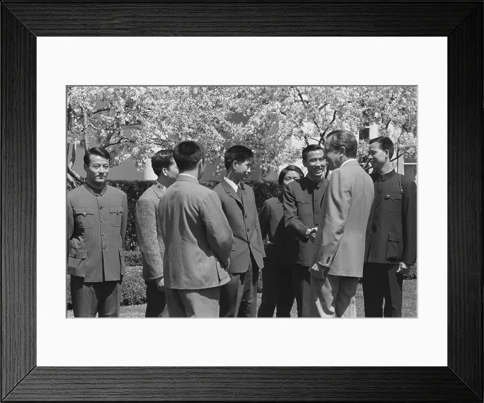 Framed Print : President Richard Nixon greeting members of the Chinese National Table Tennis Team. April 18, 1972 at the White House Framed Print : President Richard Nixon greeting members of the Chinese National Table Tennis Team. April 18, 1972 at the White House
