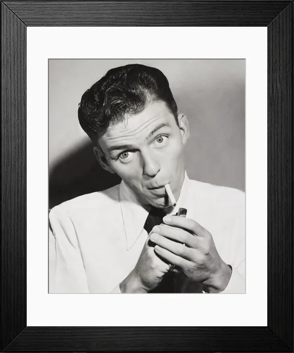 Framed Print : Frank Sinatra lighting a cigarette, Oct. 1944. (BSLOC_2015_17_225) Framed Print : Frank Sinatra lighting a cigarette, Oct. 1944. (BSLOC_2015_17_225)