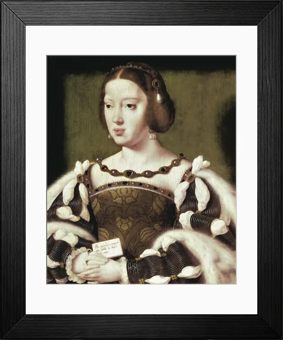Framed Print : Joos Van Cleve (1485-1541). Queen Eleanor of France. 1530. Flemish art. Oil on wood. AUSTRIA. Vienna. Kunsthistorisches Museum Vienna (Museum of Art History)