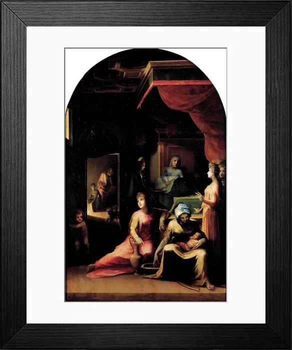 Framed Print : Domenico di Giacomo di Pace known as Beccafumi Domenico, Birth of the Virgin Mary, 1530, 16th Century, oil on panel, Italy, Tuscany, Siena