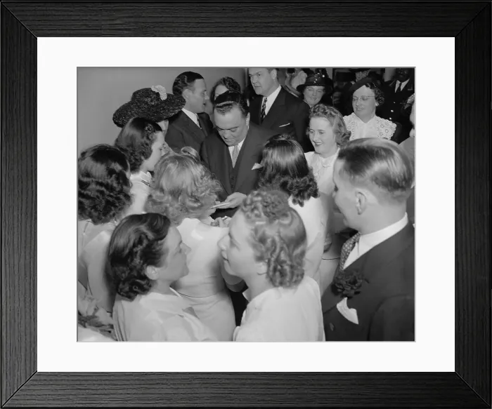 Framed Print : FBI Director J. Edgar Hoover surrounded by female admirers, ca. 1940. (BSLOC_2013_8_160)