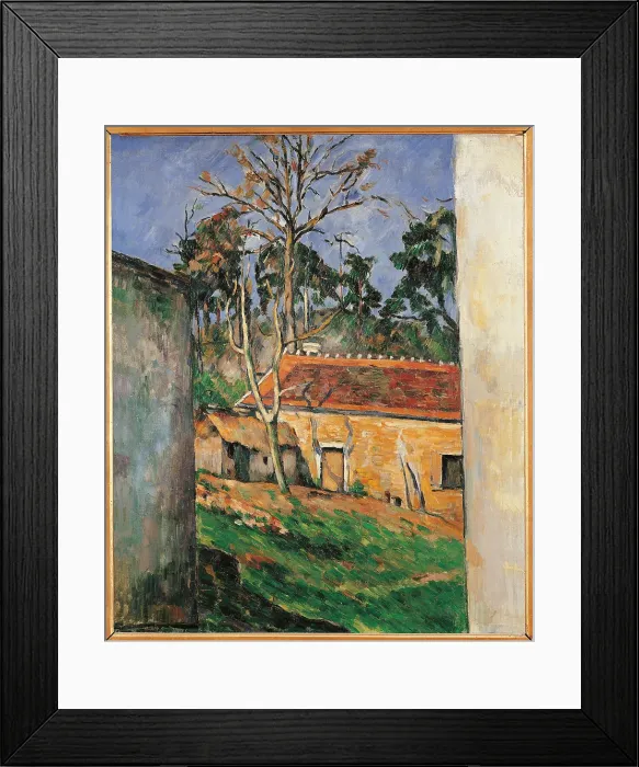 Framed Print : Farm Courtyard in Auvers, by Paul Czanne, 1879 - 1880 about, 19th Century, oil on canvas, cm 65 x 54 - France, Ile de France, Paris, Muse dOrsay. All