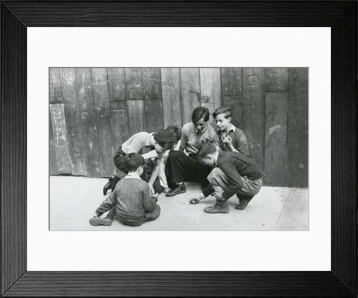 Framed Print : Juvenile delinquents gambling on the street in NYC, May 17, 1937. (BSLOC_2013_8_158)