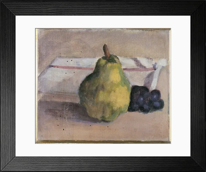 Framed Print : Fabbri Paolo Egisto, Still Life with Pear and Grapes, 1890 - 1900, 19th Century, oil on canvas, Italy
